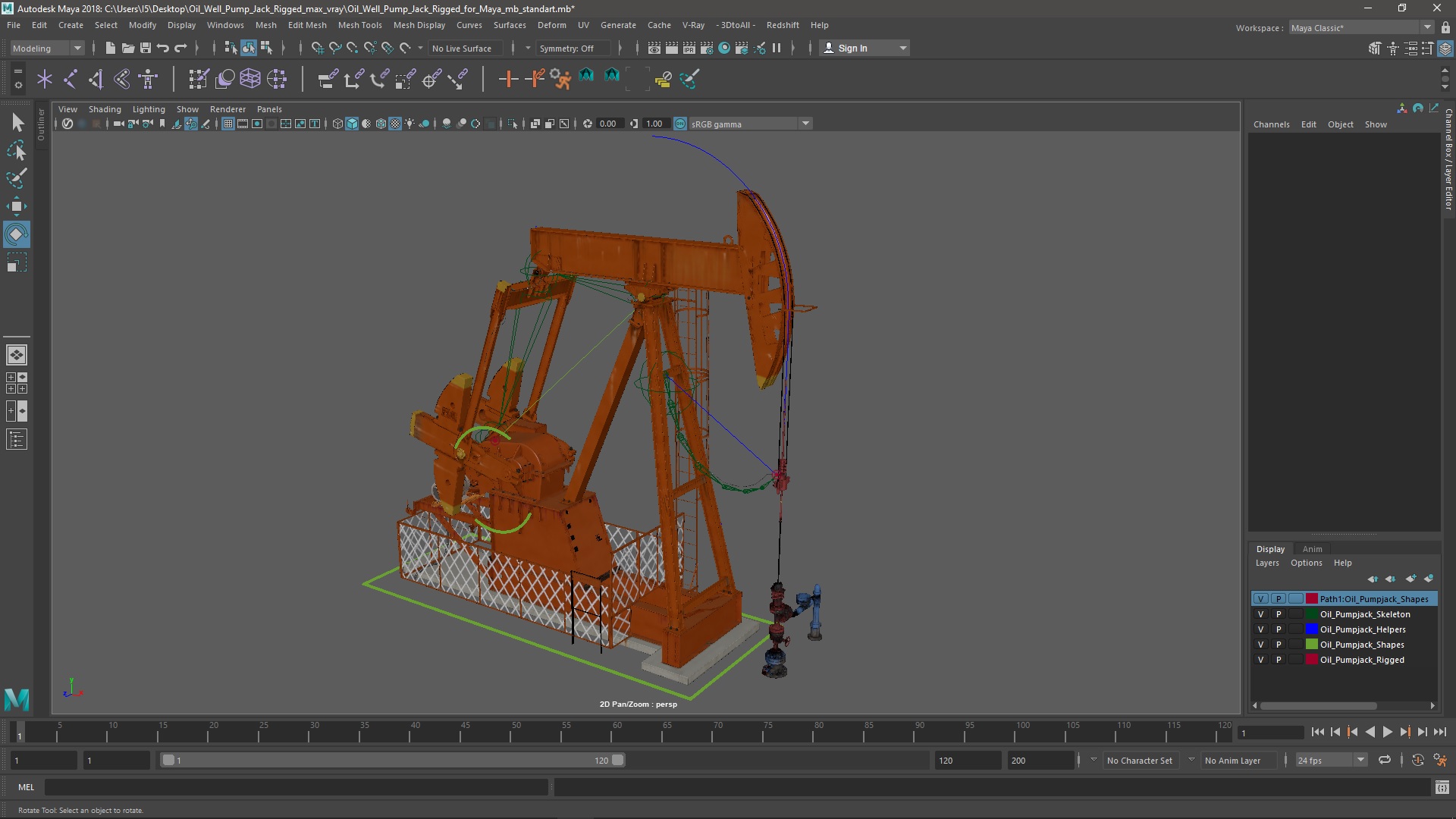 Oil Well Pump Jack Rigged for Maya 3D model