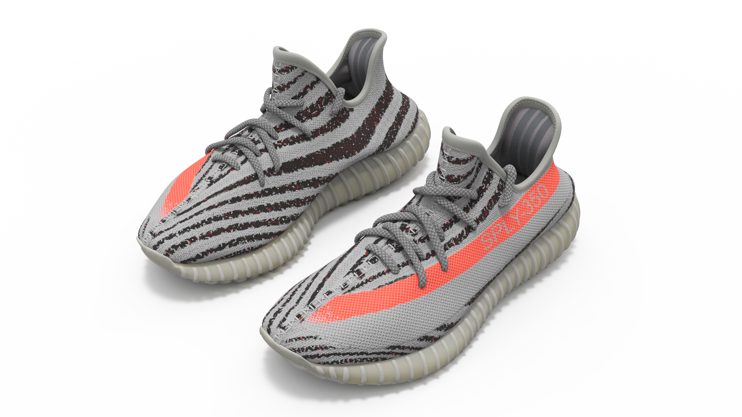 3D Adidas Yeeze Boost 350 Sneakers Gray