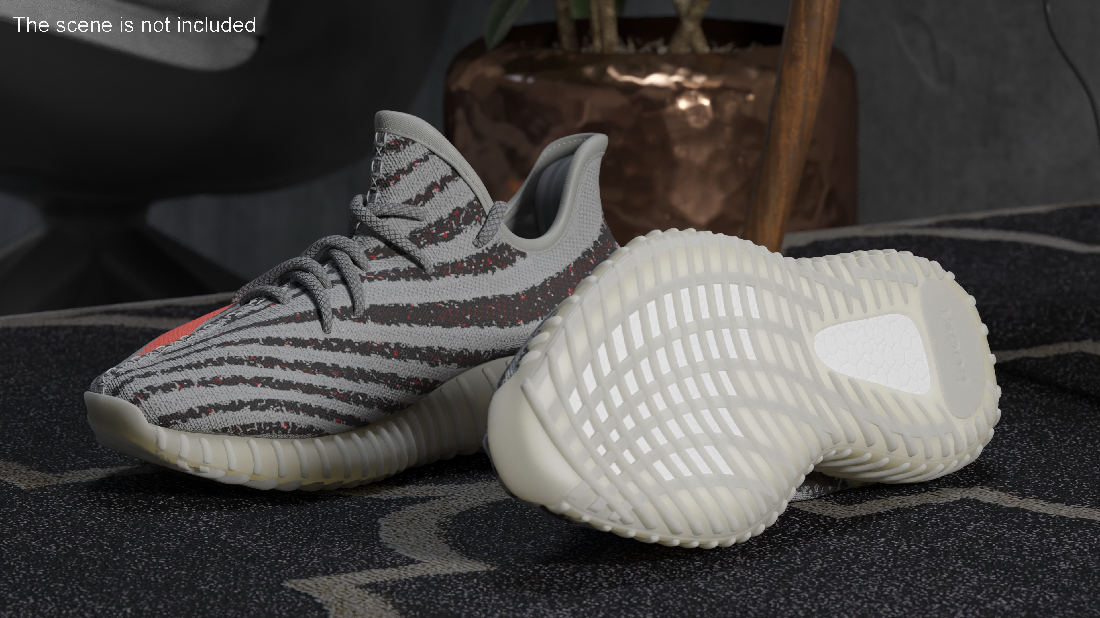 3D Adidas Yeeze Boost 350 Sneakers Gray