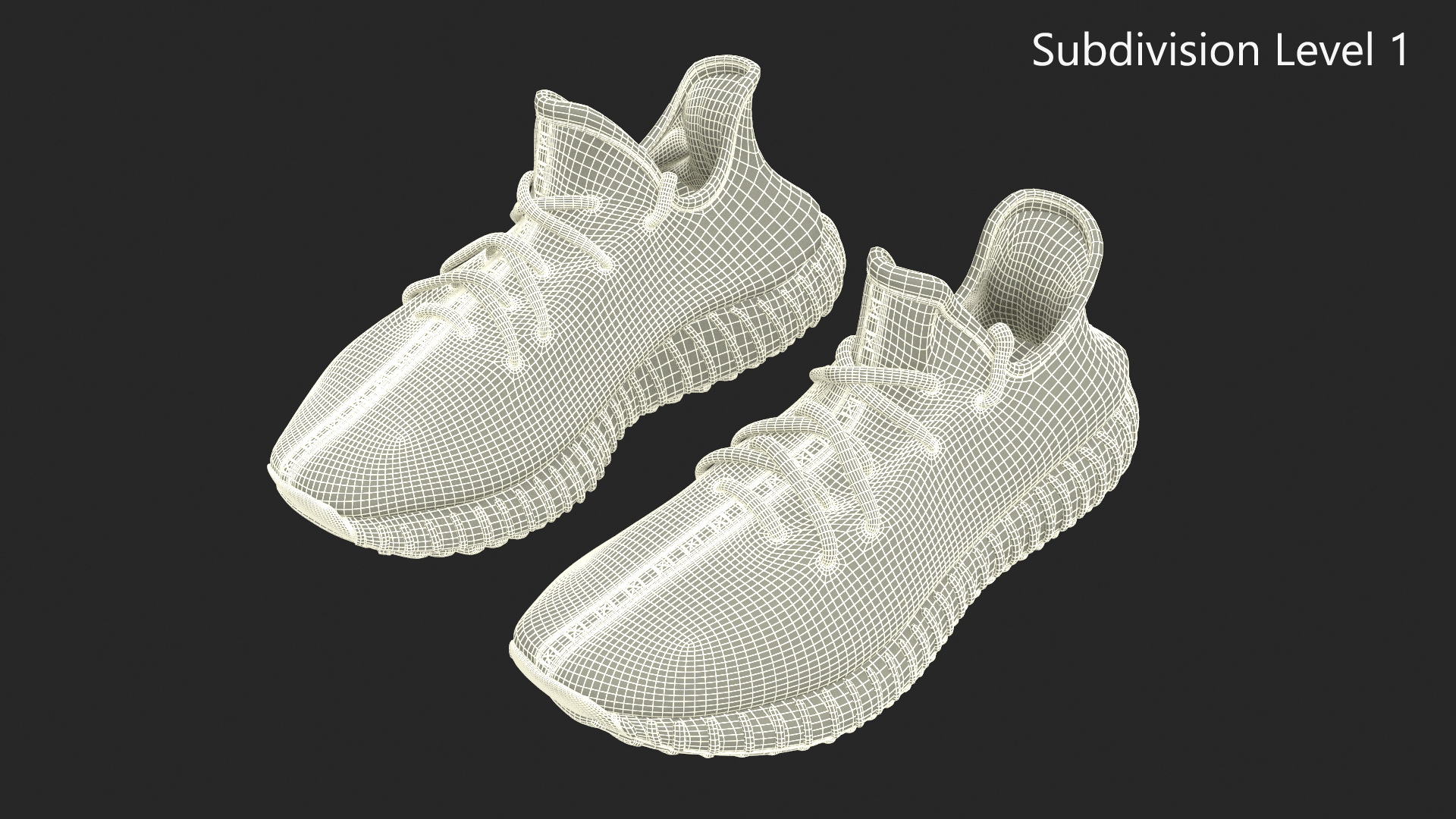 3D Adidas Yeeze Boost 350 Sneakers Gray