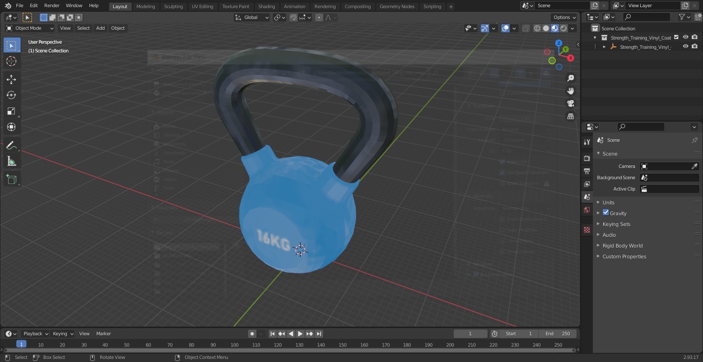 3D Strength Training Vinyl Coated Kettlebell 16kg