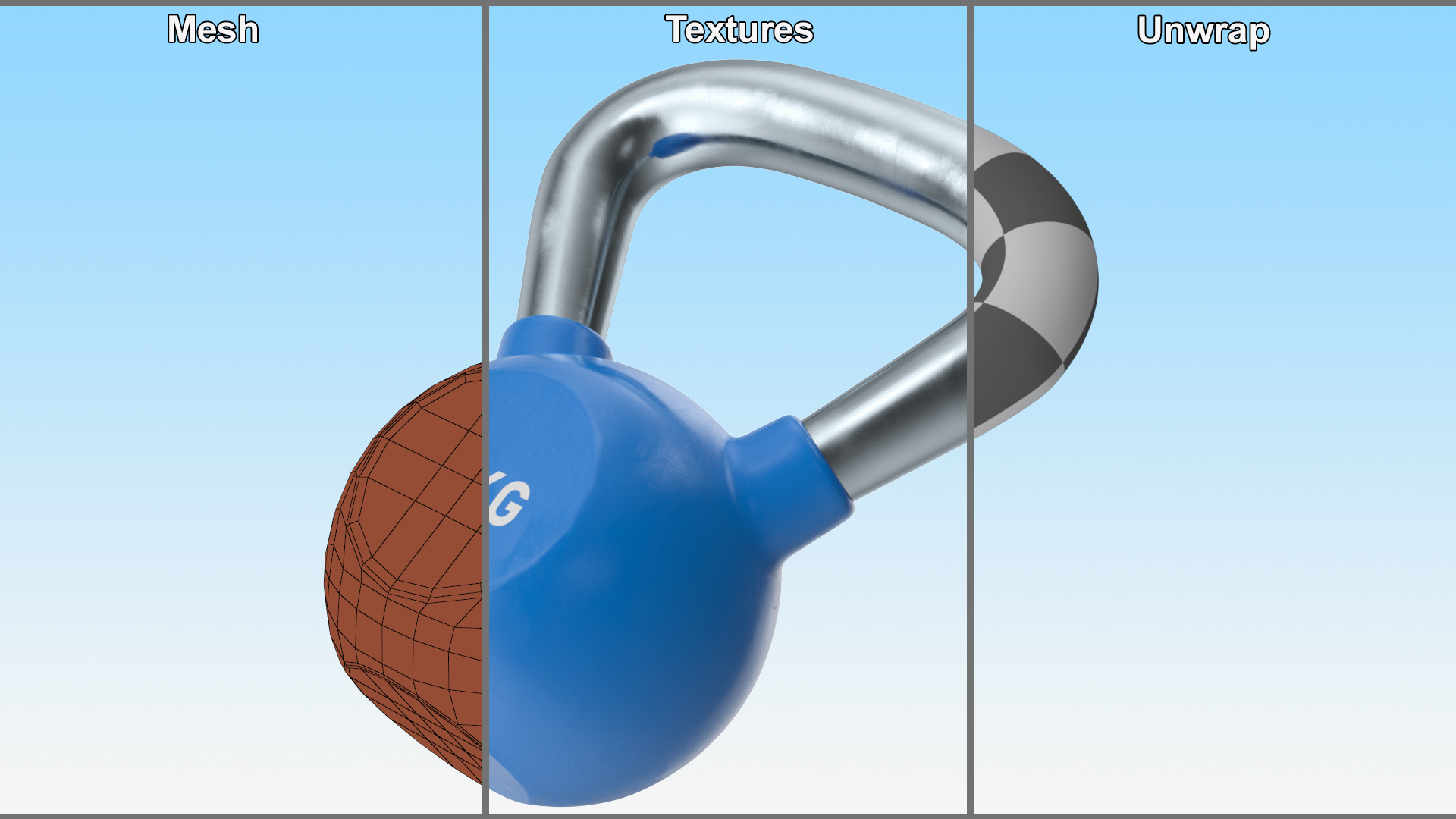 3D Strength Training Vinyl Coated Kettlebell 16kg