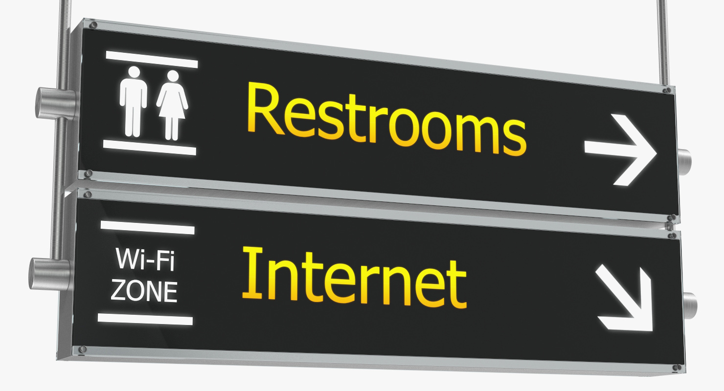 3D Airport Signs Restroom Internet