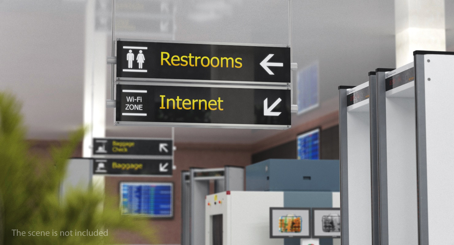 3D Airport Signs Restroom Internet