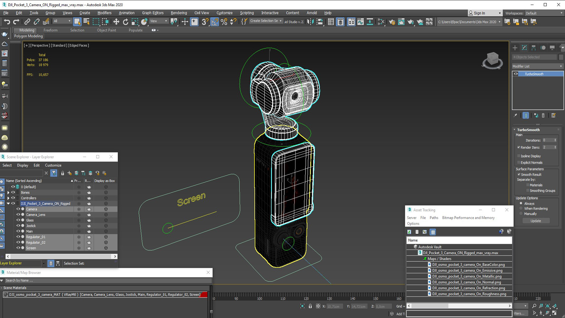 DJI Pocket 3 Camera ON Rigged 3D model