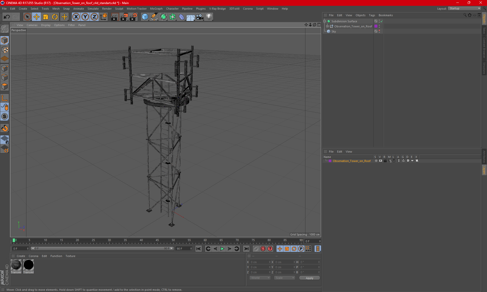 3D model Observation Tower on Roof