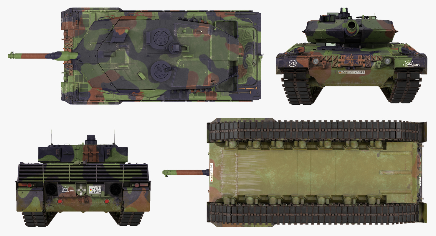 German Battle Tank Leopard 2A5 Rigged 3D