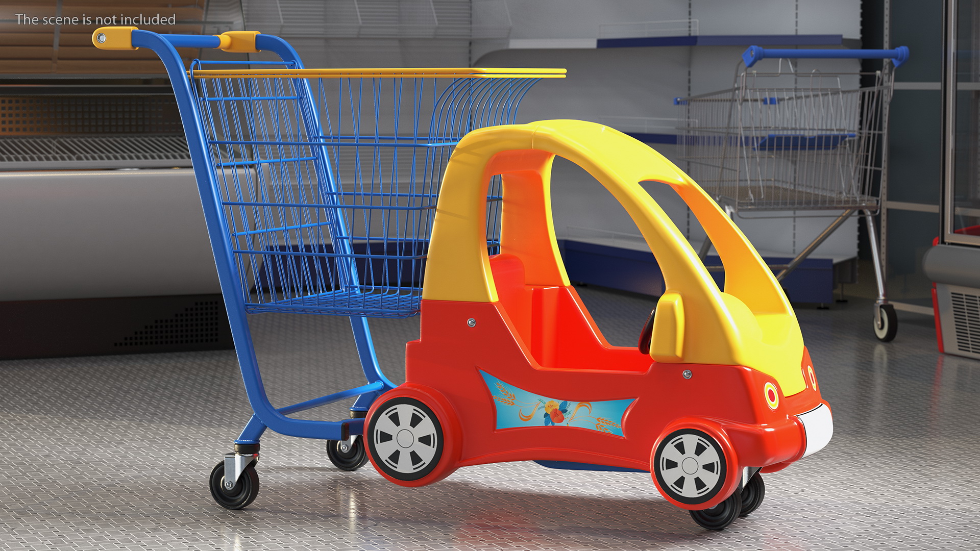 3D Supermarket Toy Car Shopping Trolley