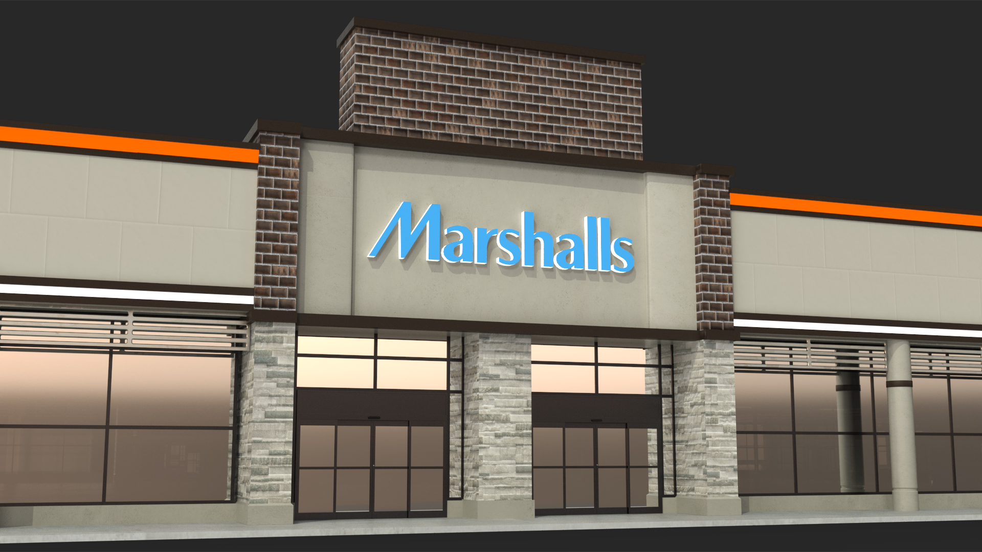 3D Strip Mall Night