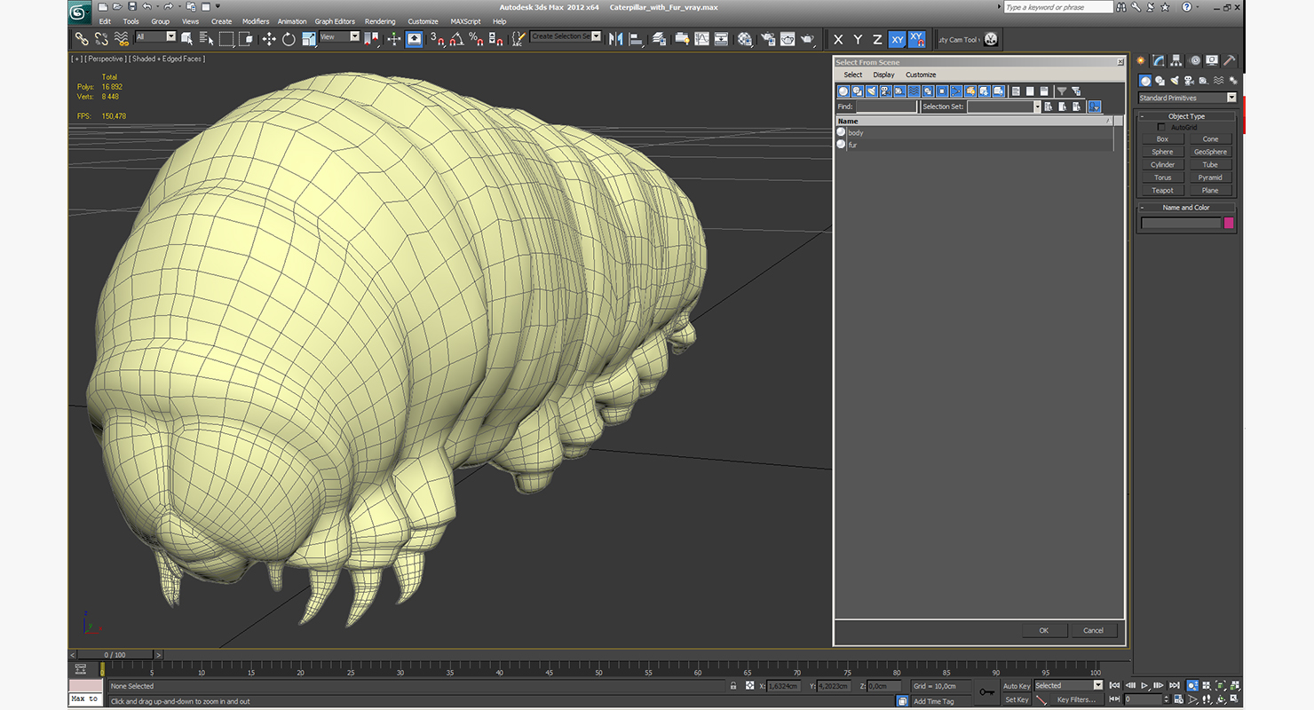 3D model Caterpillar with Fur