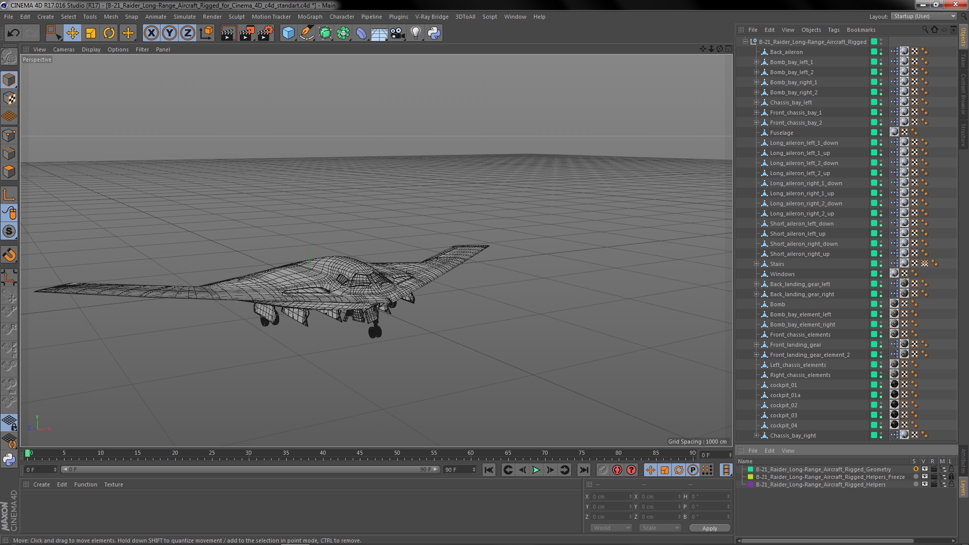 B-21 Raider Long-Range Aircraft Rigged for Cinema 4D 3D