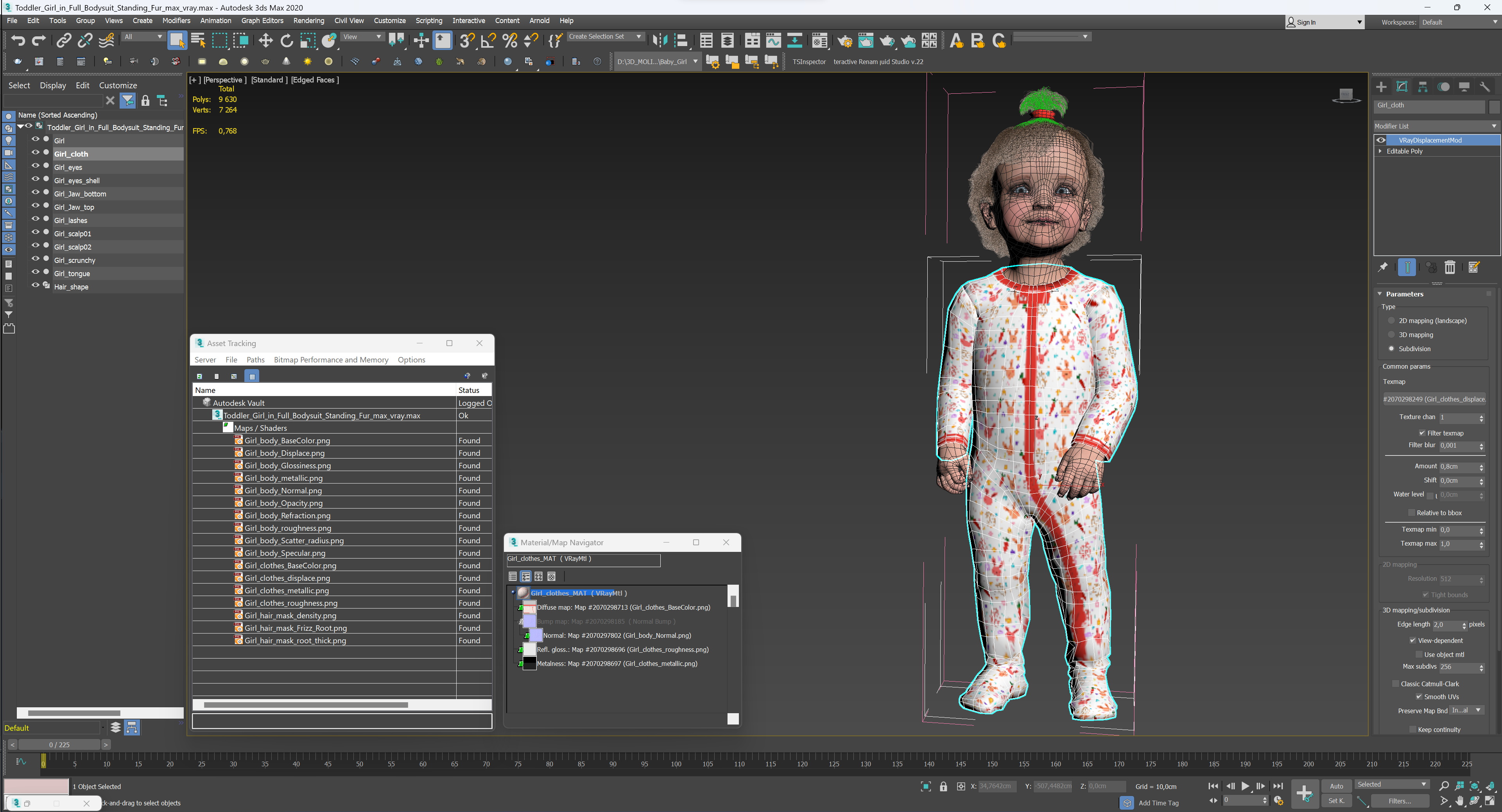 Toddler Girl in Full Bodysuit Standing Fur 3D