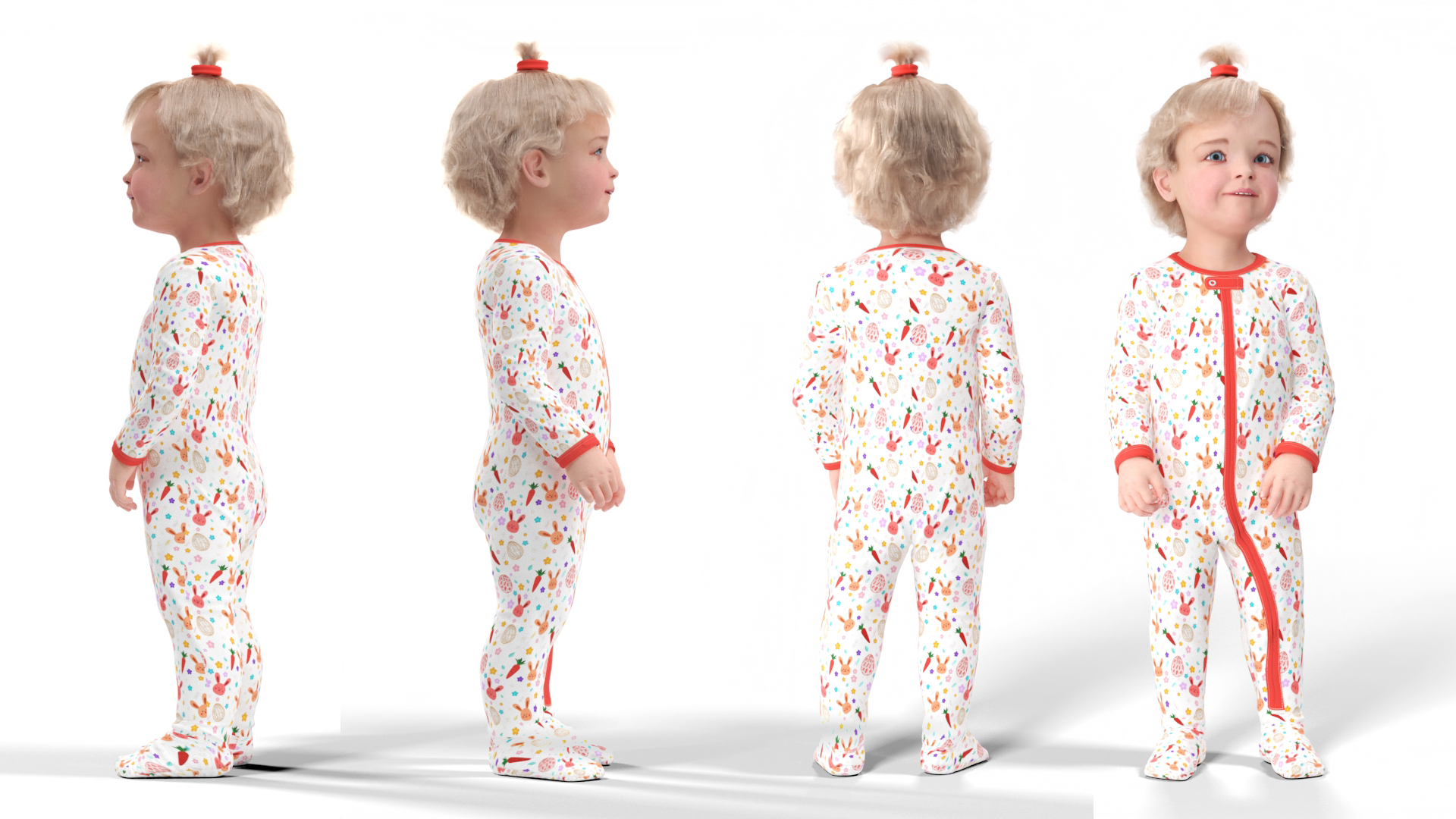 Toddler Girl in Full Bodysuit Standing Fur 3D