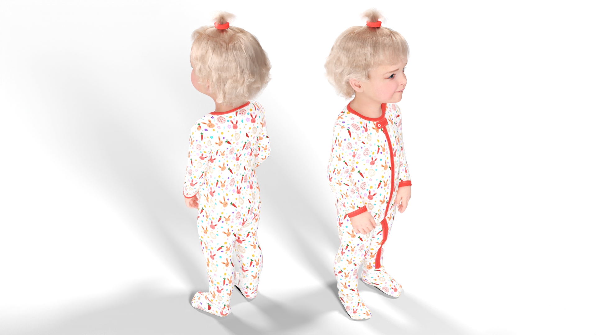 Toddler Girl in Full Bodysuit Standing Fur 3D