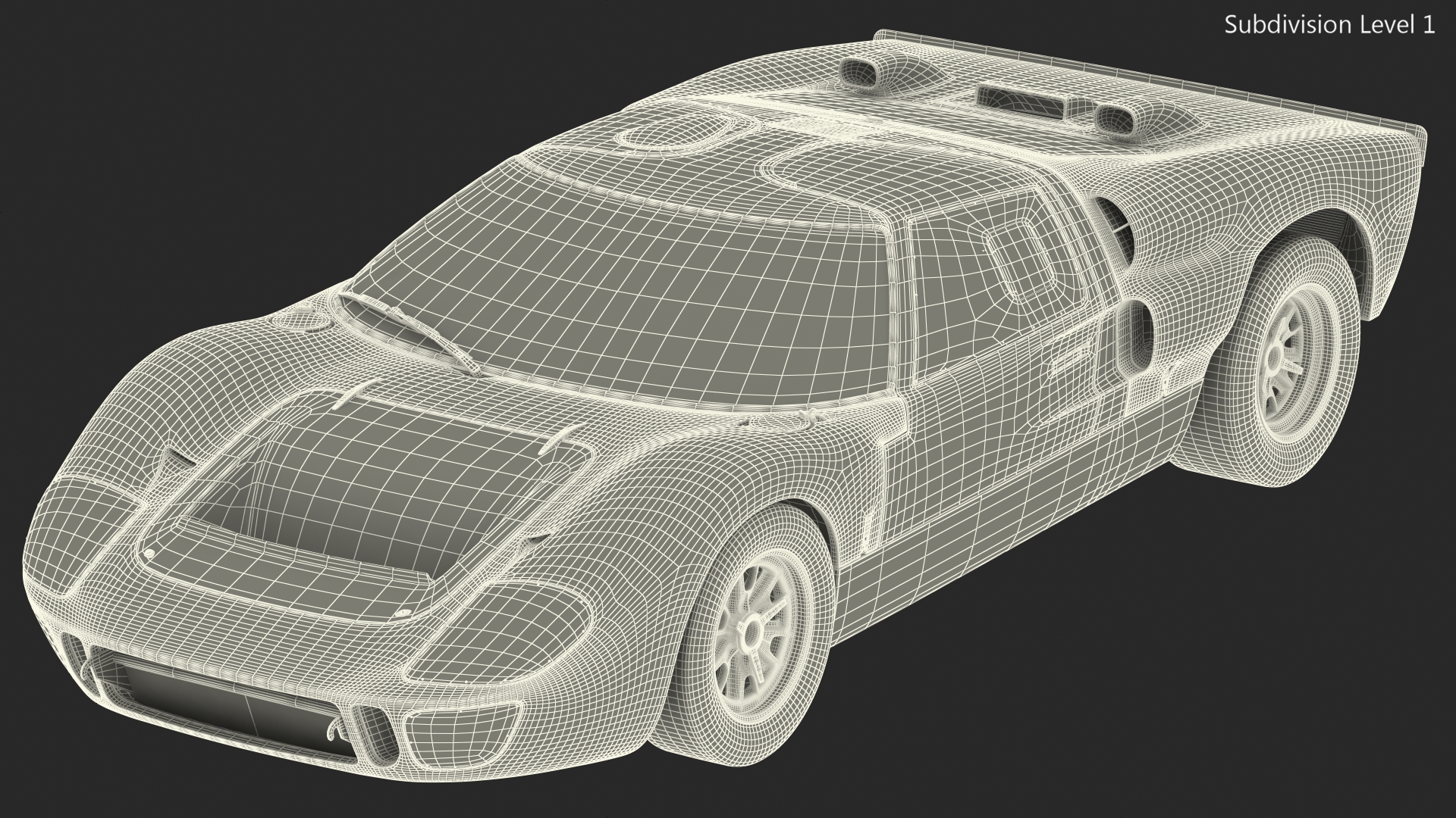 Ford GT40 Racing Car Blue Rigged 3D