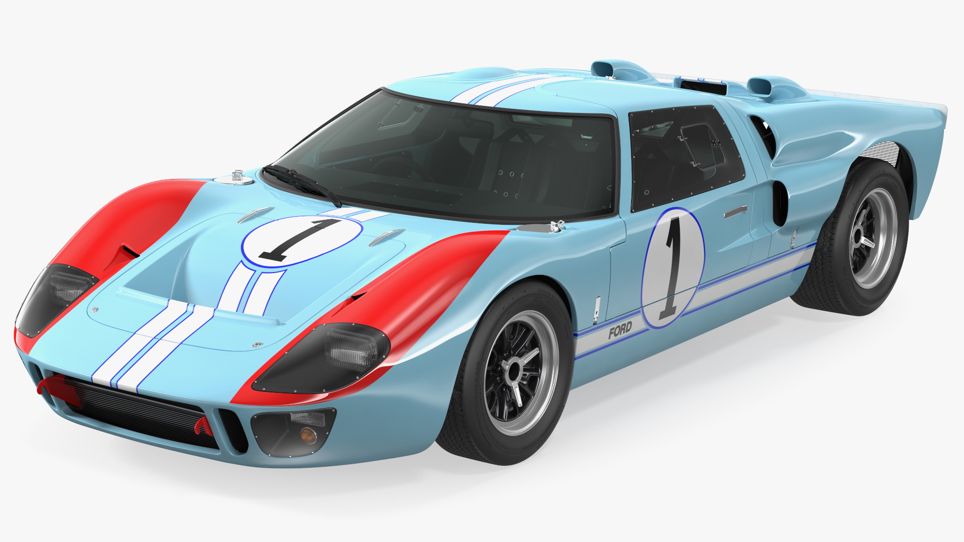 Ford GT40 Racing Car Blue Rigged 3D