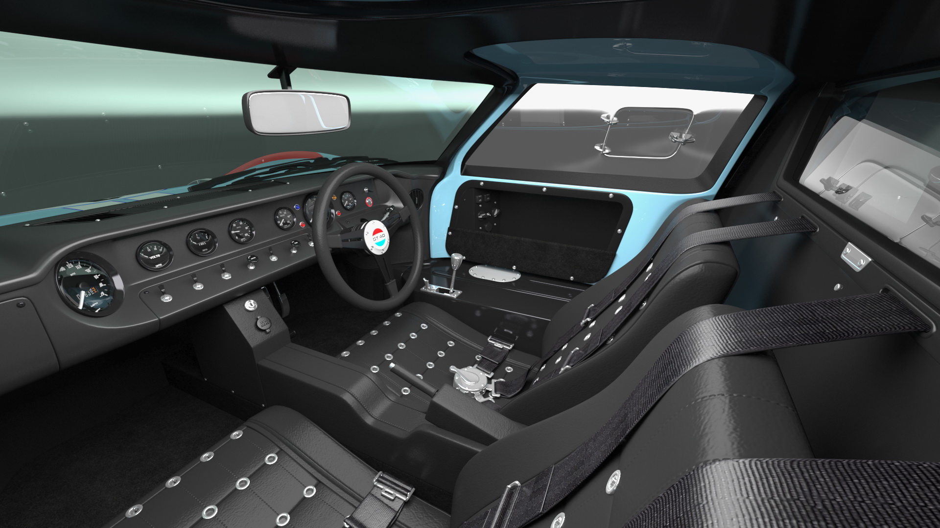 Ford GT40 Racing Car Blue Rigged 3D