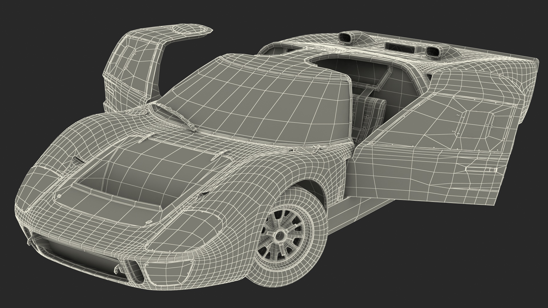 Ford GT40 Racing Car Blue Rigged 3D