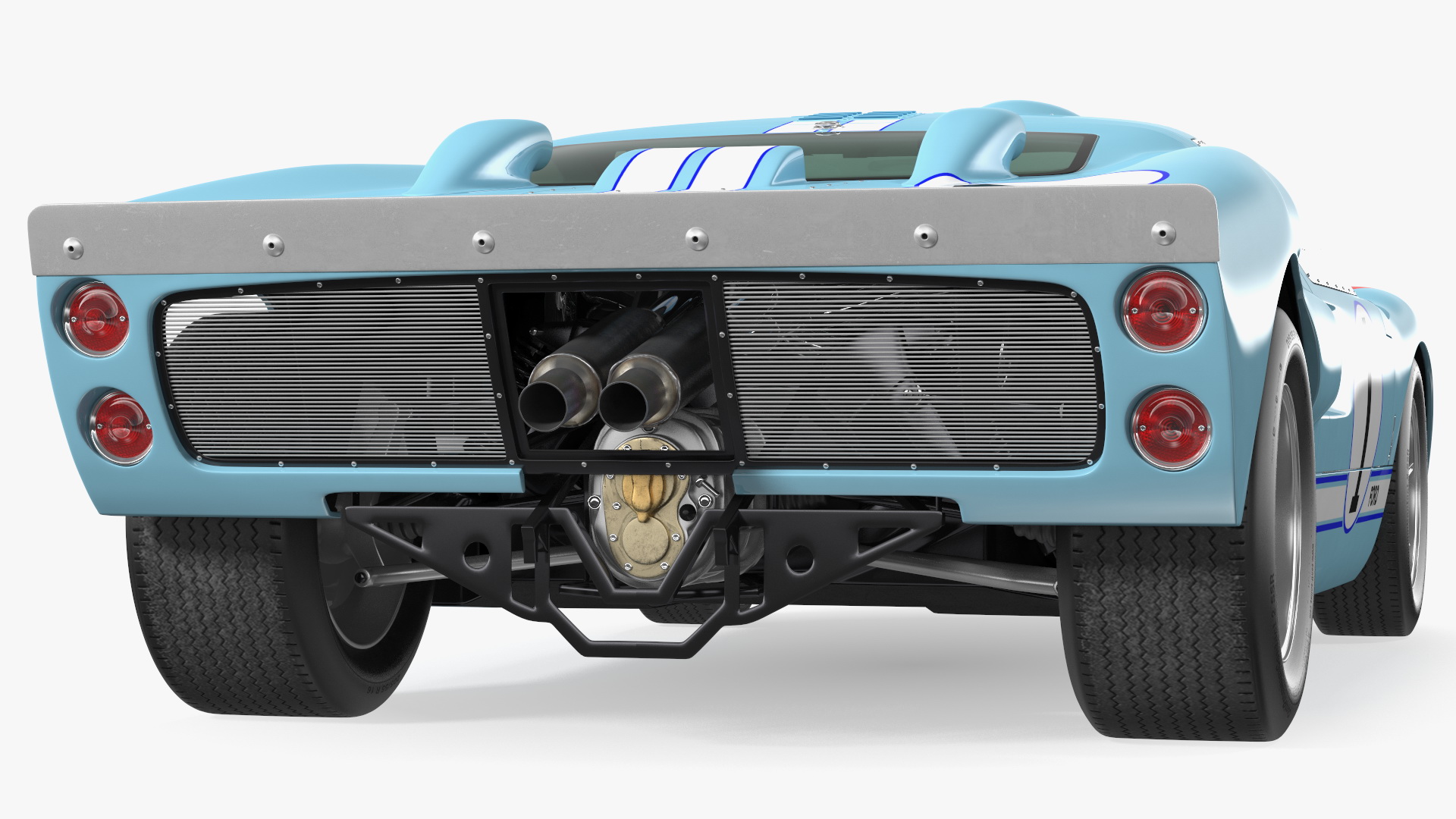 Ford GT40 Racing Car Blue Rigged 3D