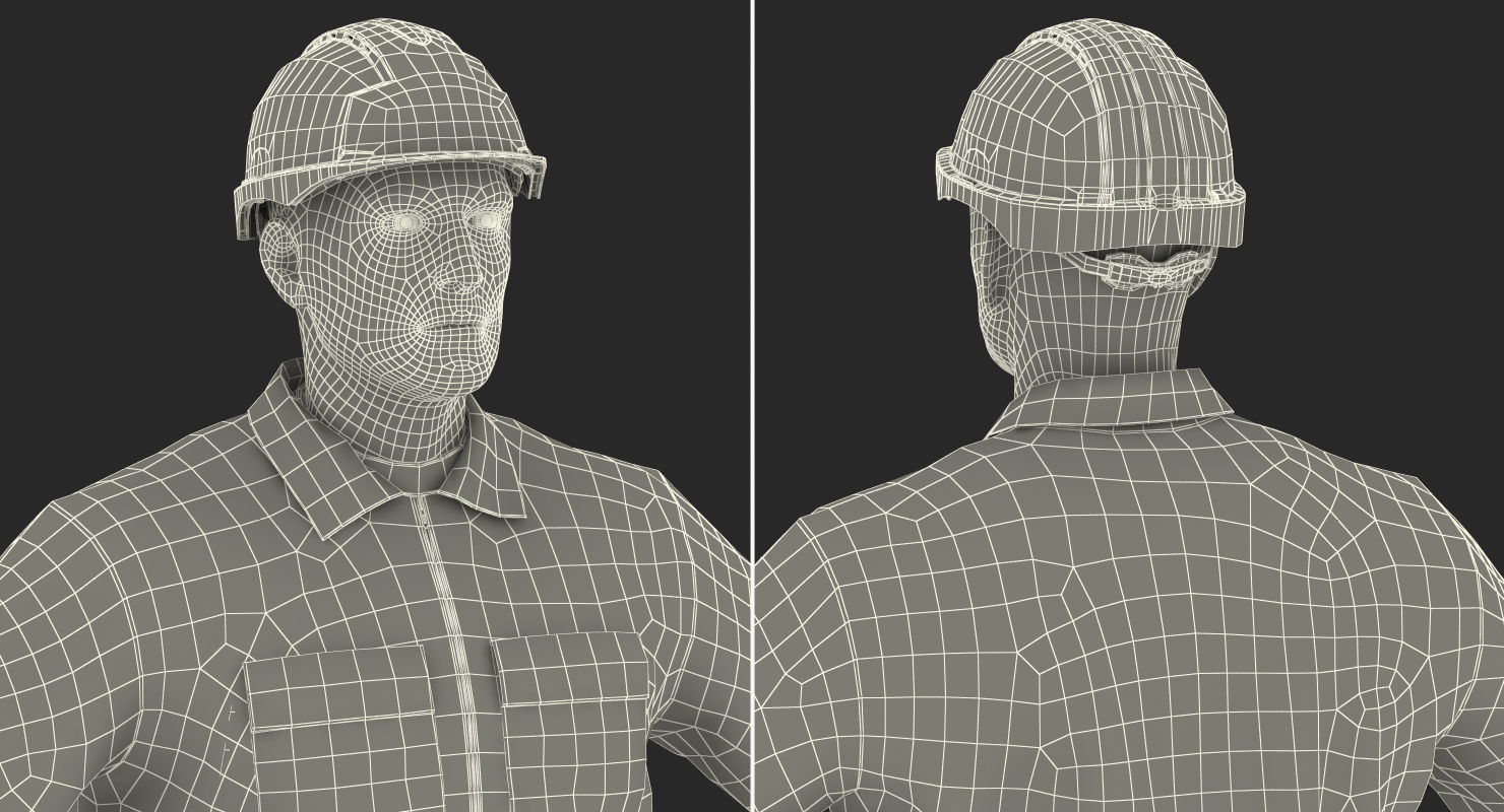 Worker With Hardhat 3D model