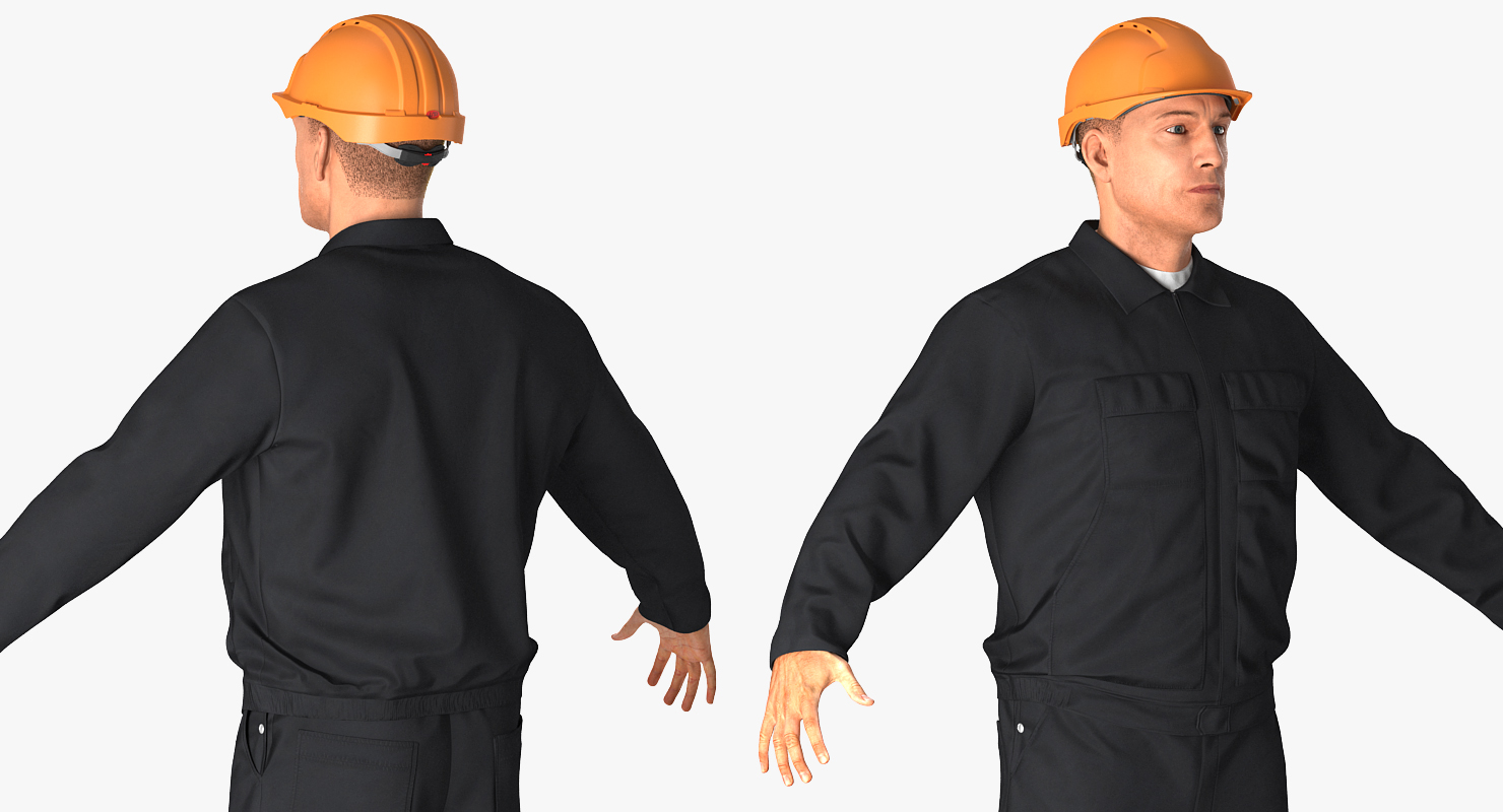 Worker With Hardhat 3D model