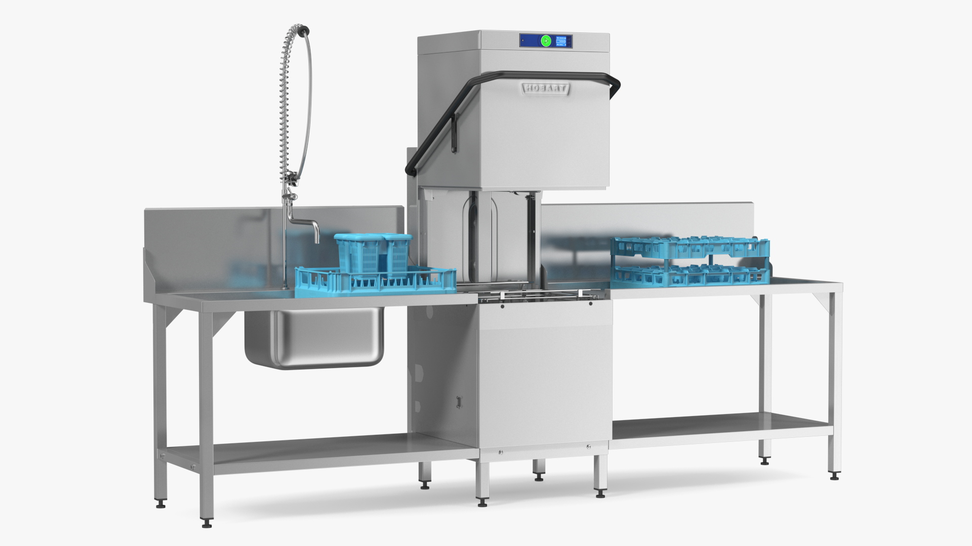 3D Dishwasher Hobart with Unloading Table model