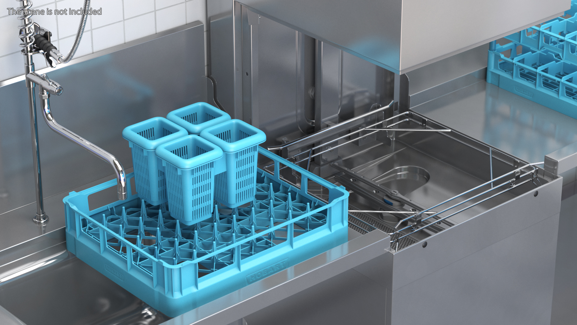 3D Dishwasher Hobart with Unloading Table model