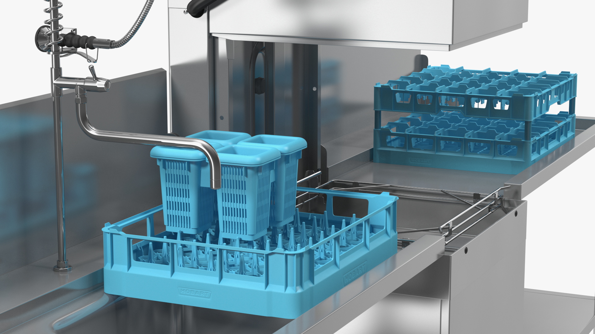 3D Dishwasher Hobart with Unloading Table model