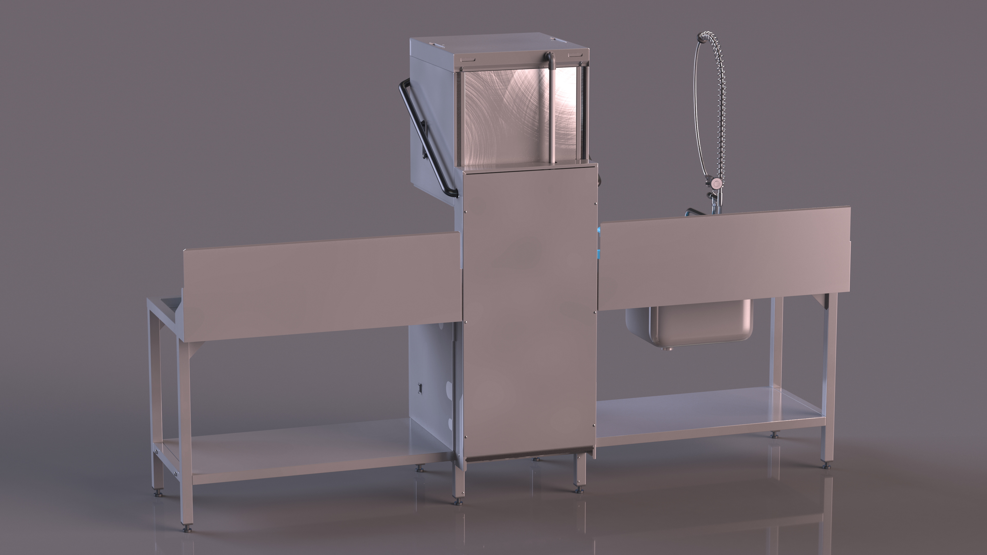 3D Dishwasher Hobart with Unloading Table model