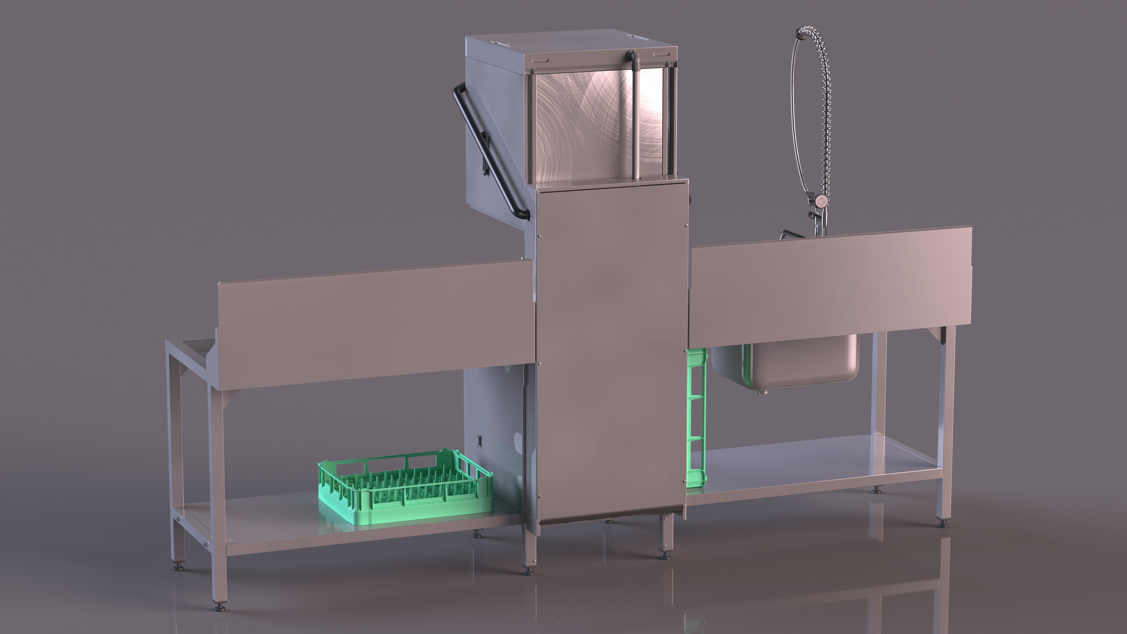 3D Commercial Dishwasher with Dishes model