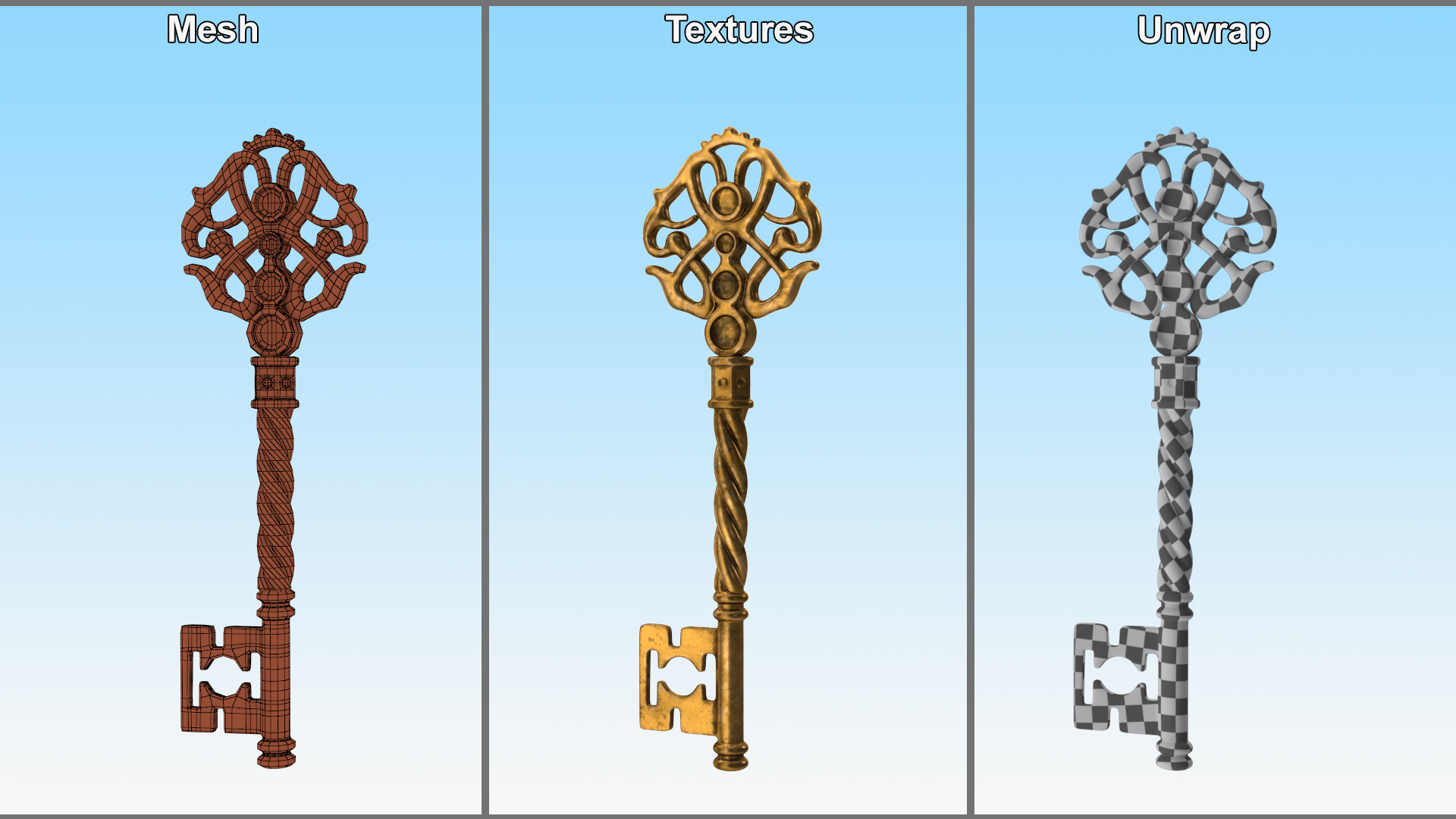 3D model Fantasy Skeleton Key Gold