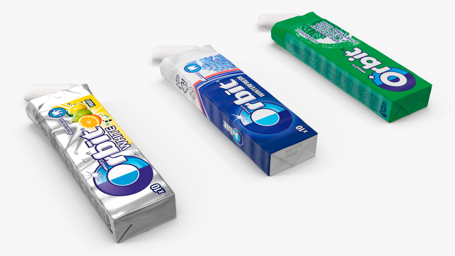 3D model Orbit Chewing Gum Three Tastes Open with Pads