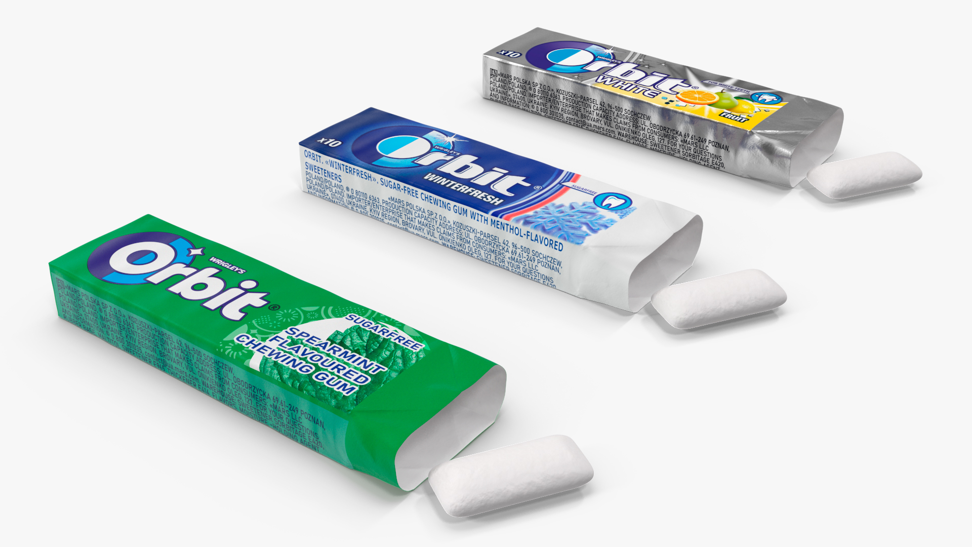 3D model Orbit Chewing Gum Three Tastes Open with Pads