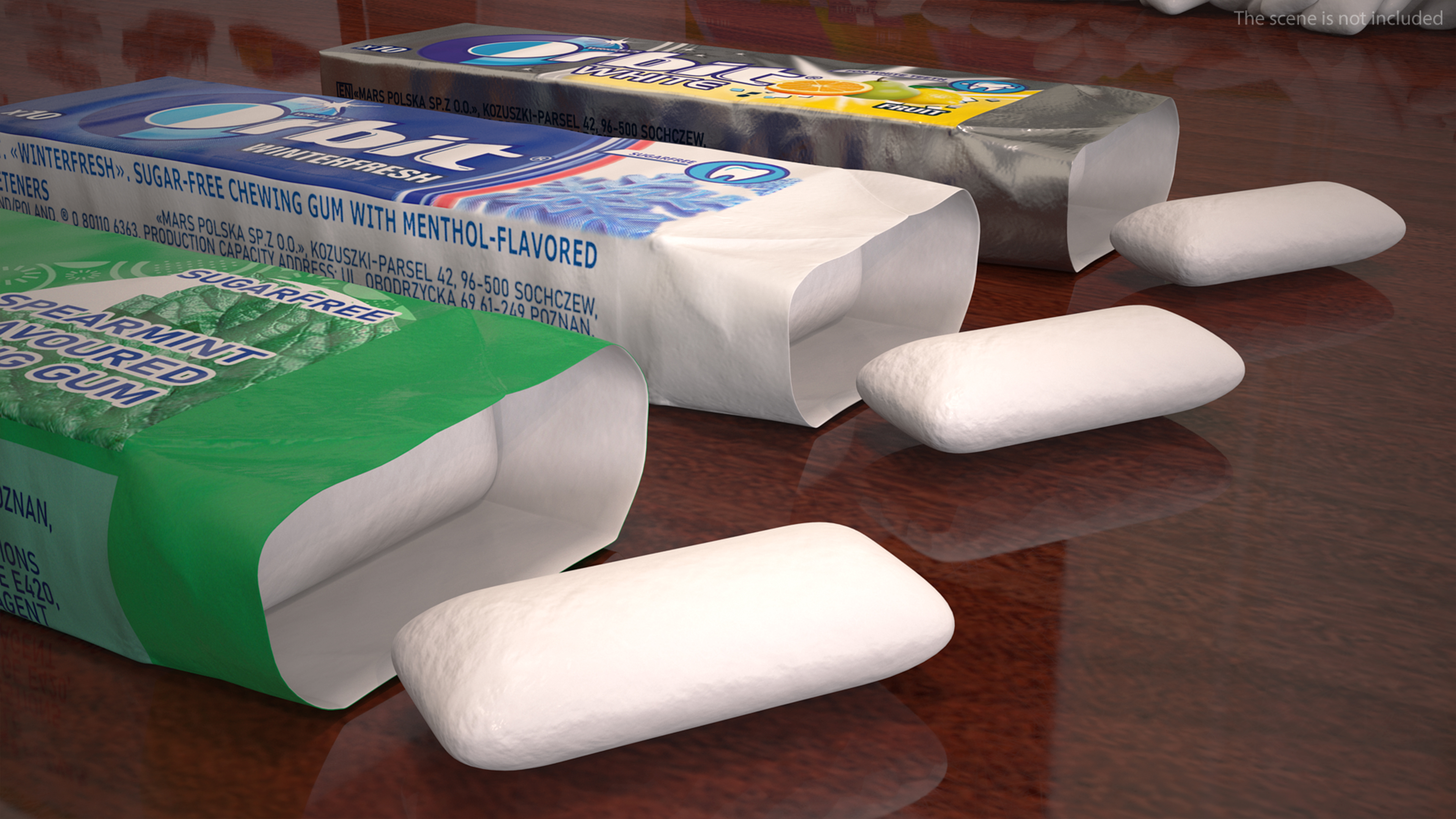 3D model Orbit Chewing Gum Three Tastes Open with Pads