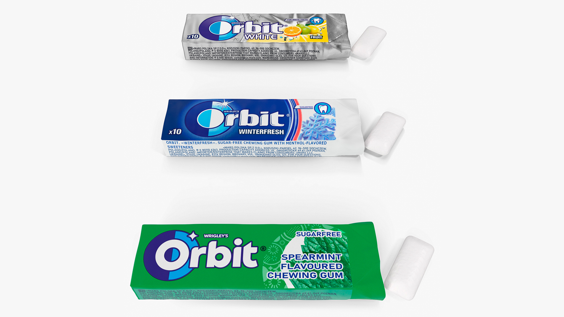 3D model Orbit Chewing Gum Three Tastes Open with Pads