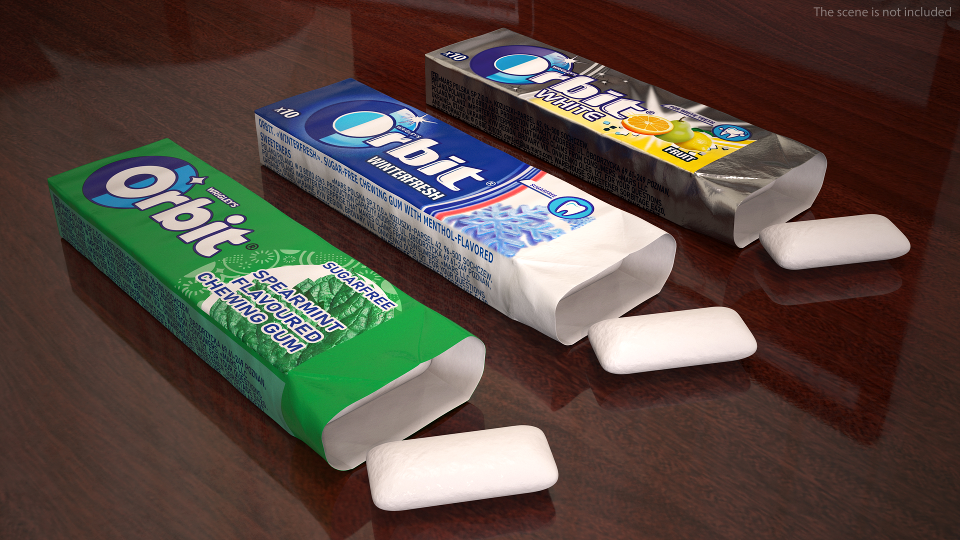 3D model Orbit Chewing Gum Three Tastes Open with Pads