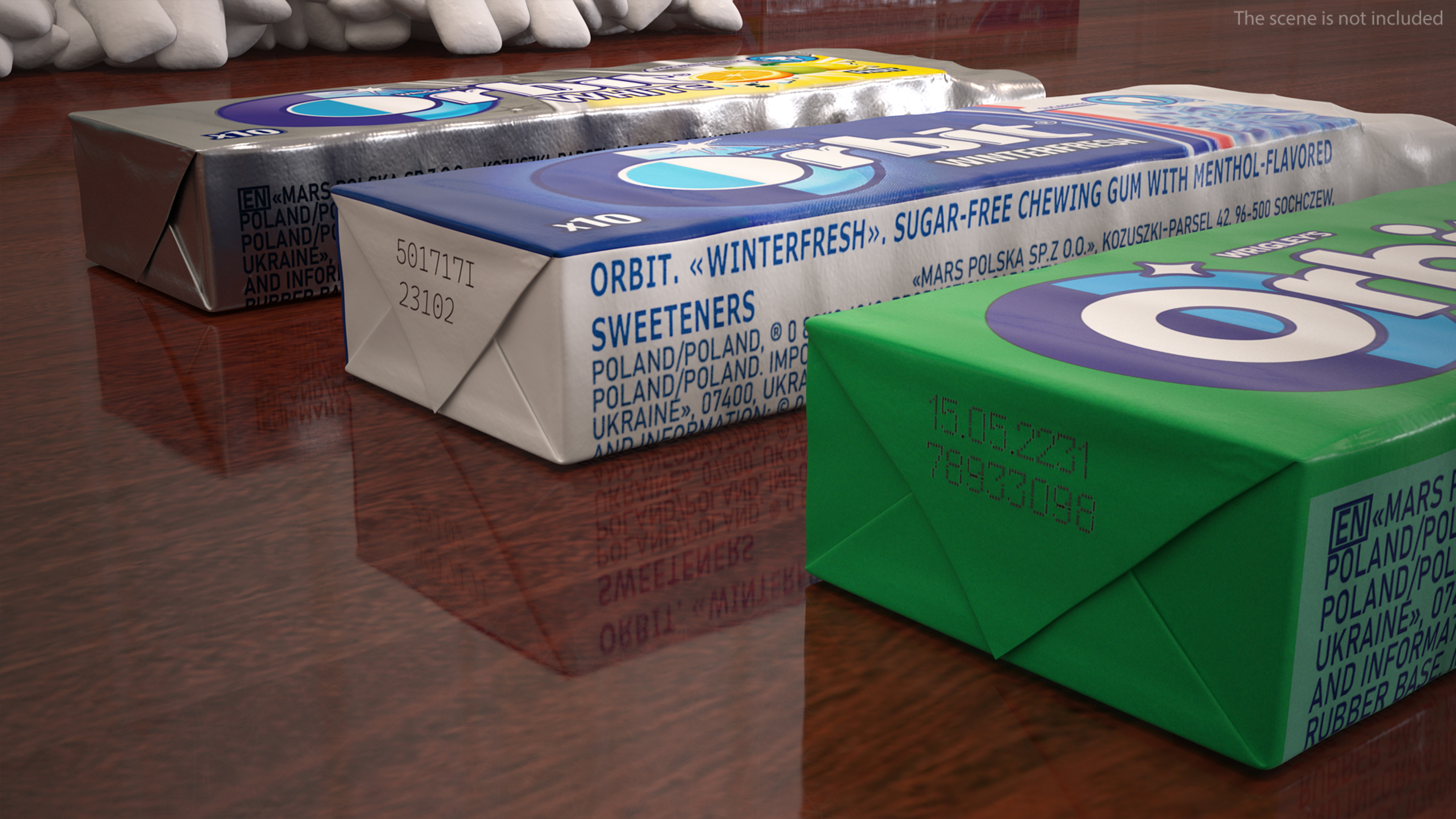 3D model Orbit Chewing Gum Three Tastes Open with Pads