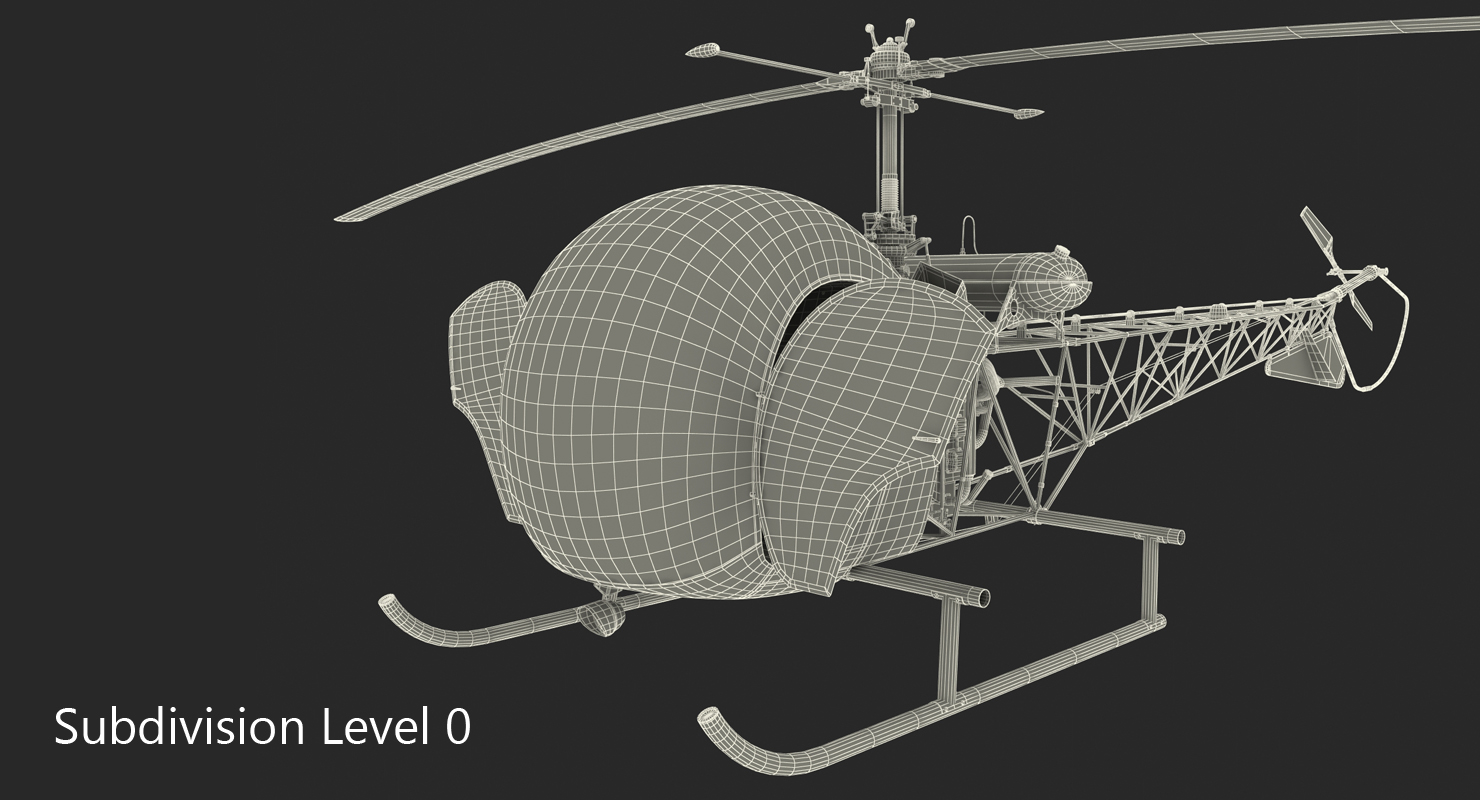 3D model Light Helicopter Bell 47 Red Rigged