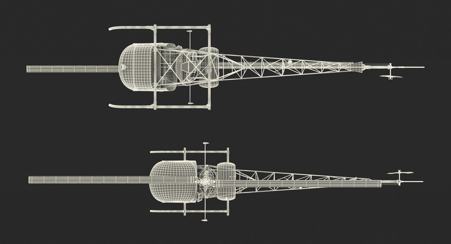 3D model Light Helicopter Bell 47 Red Rigged