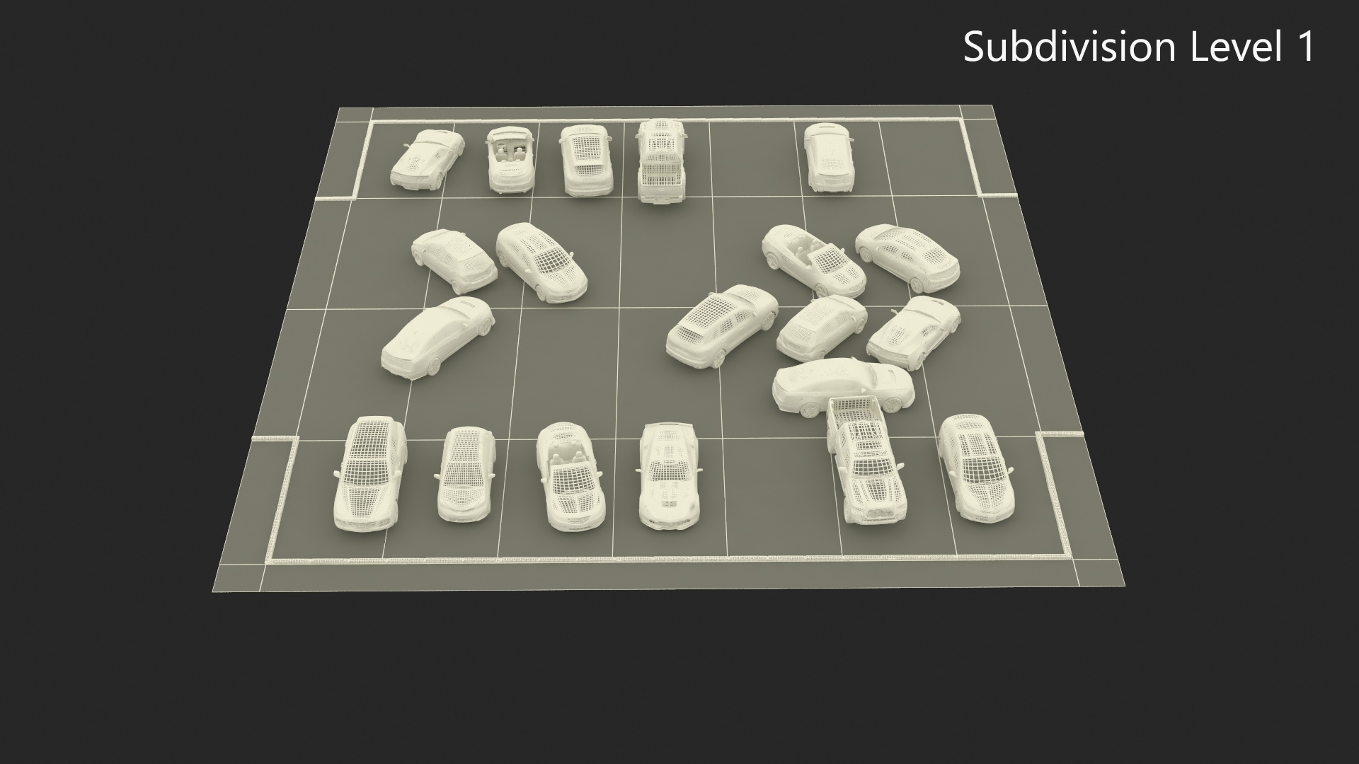 3D On Street Parking 26 Spaces Filled Old model