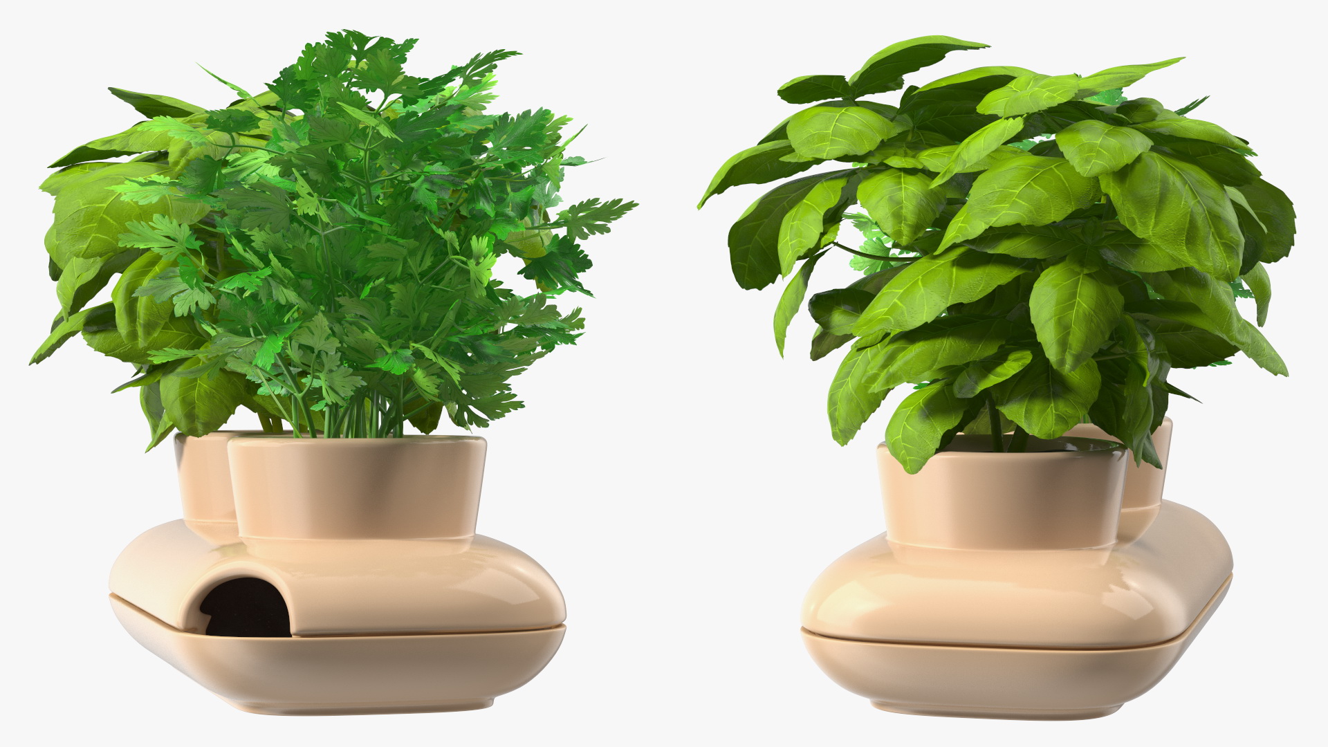 3D Sagaform Double Pot with Herbs Beige