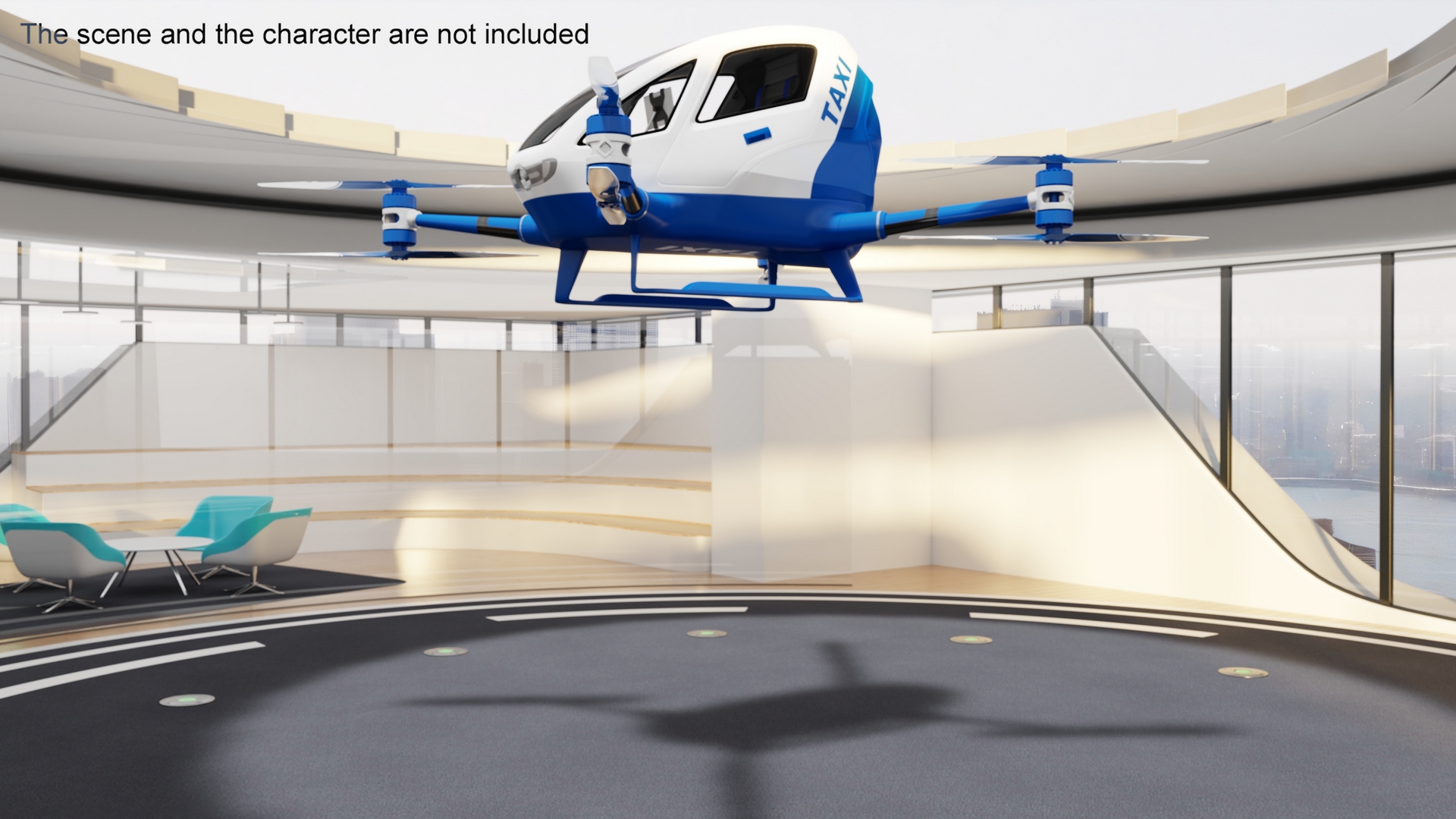 3D model Air Taxi Port with Autonomous Drone