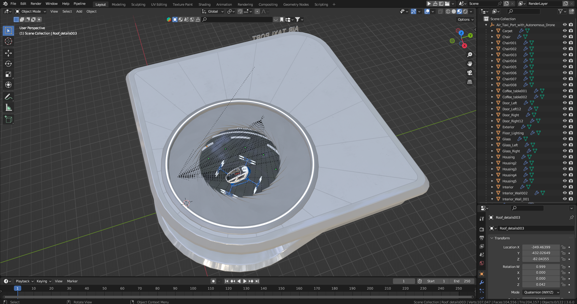 3D model Air Taxi Port with Autonomous Drone