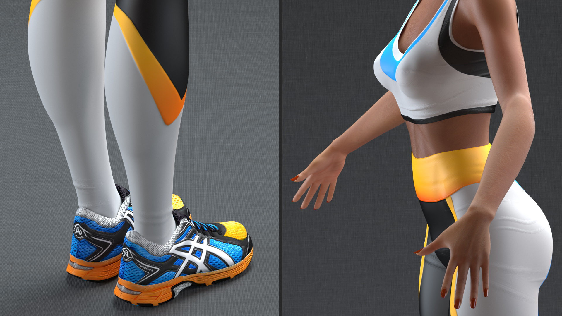 3D Light Skin Fitness Woman Rigged