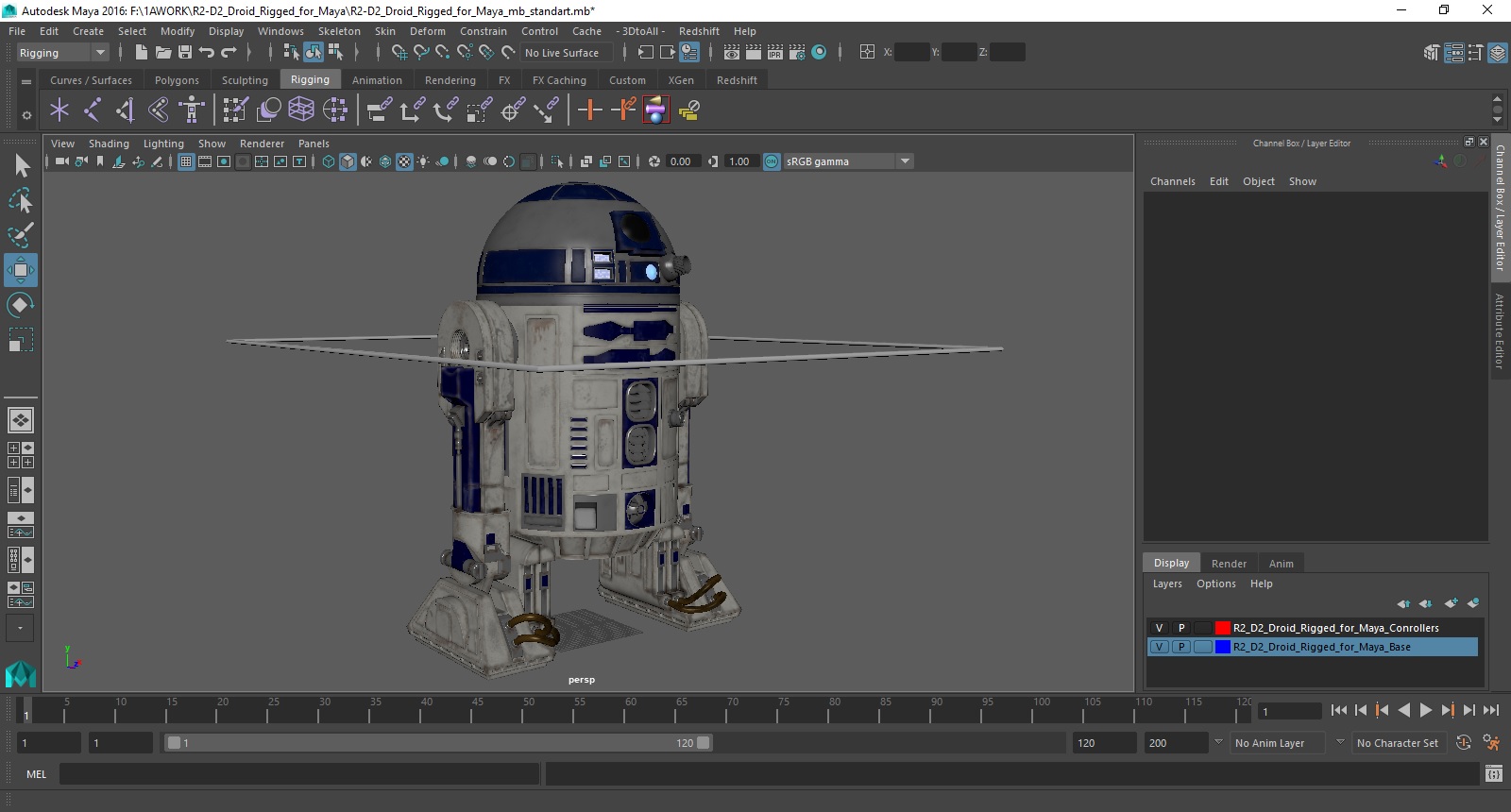 R2-D2 Droid Rigged for Maya 3D