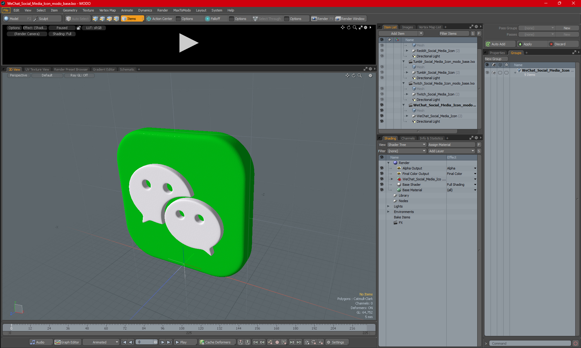 WeChat Social Media Icon 3D model