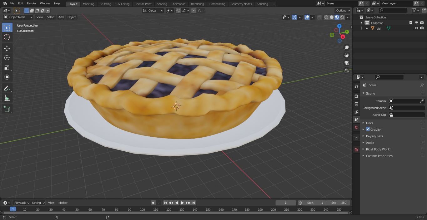 Blueberry Lattice Pie With Plate 3D