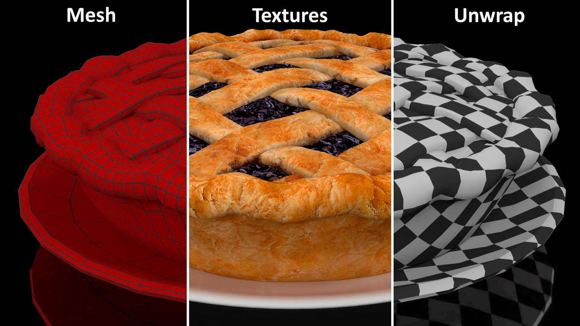 Blueberry Lattice Pie With Plate 3D