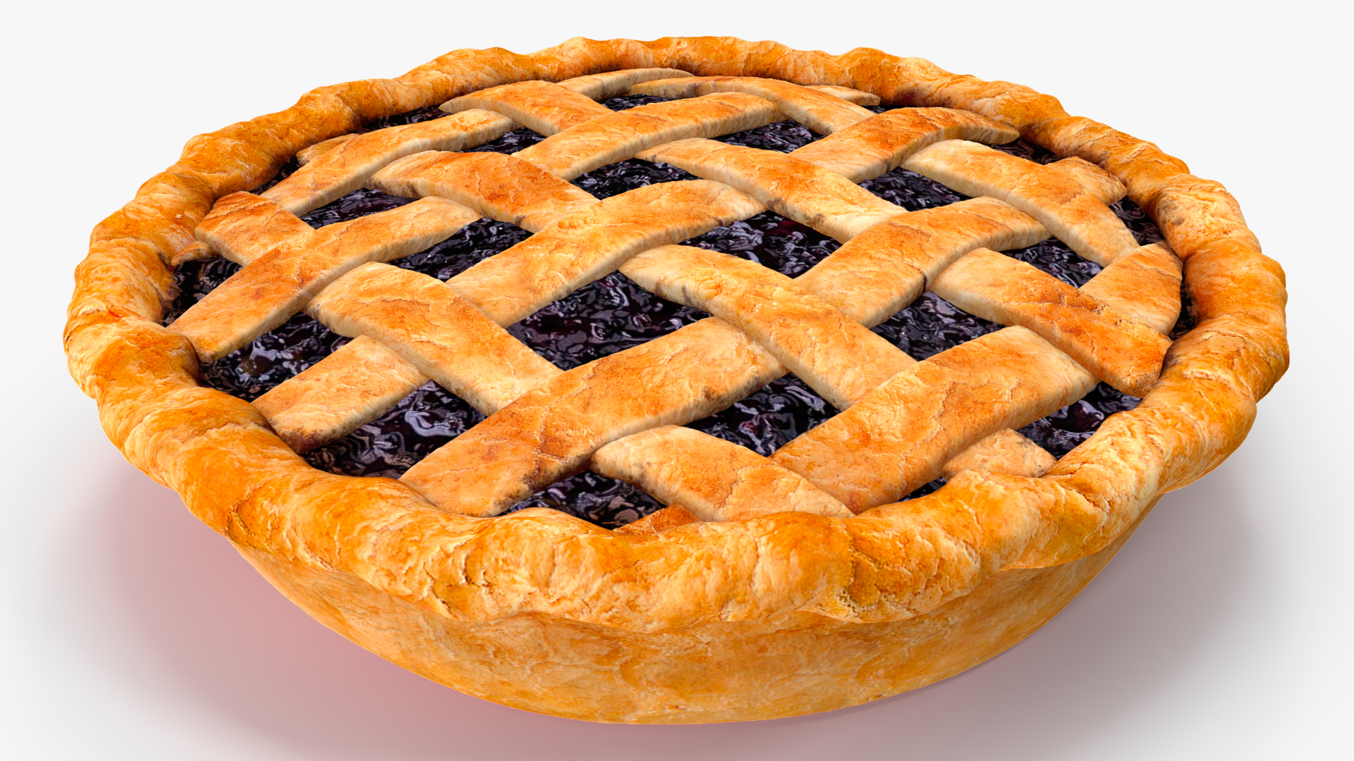 Blueberry Lattice Pie With Plate 3D