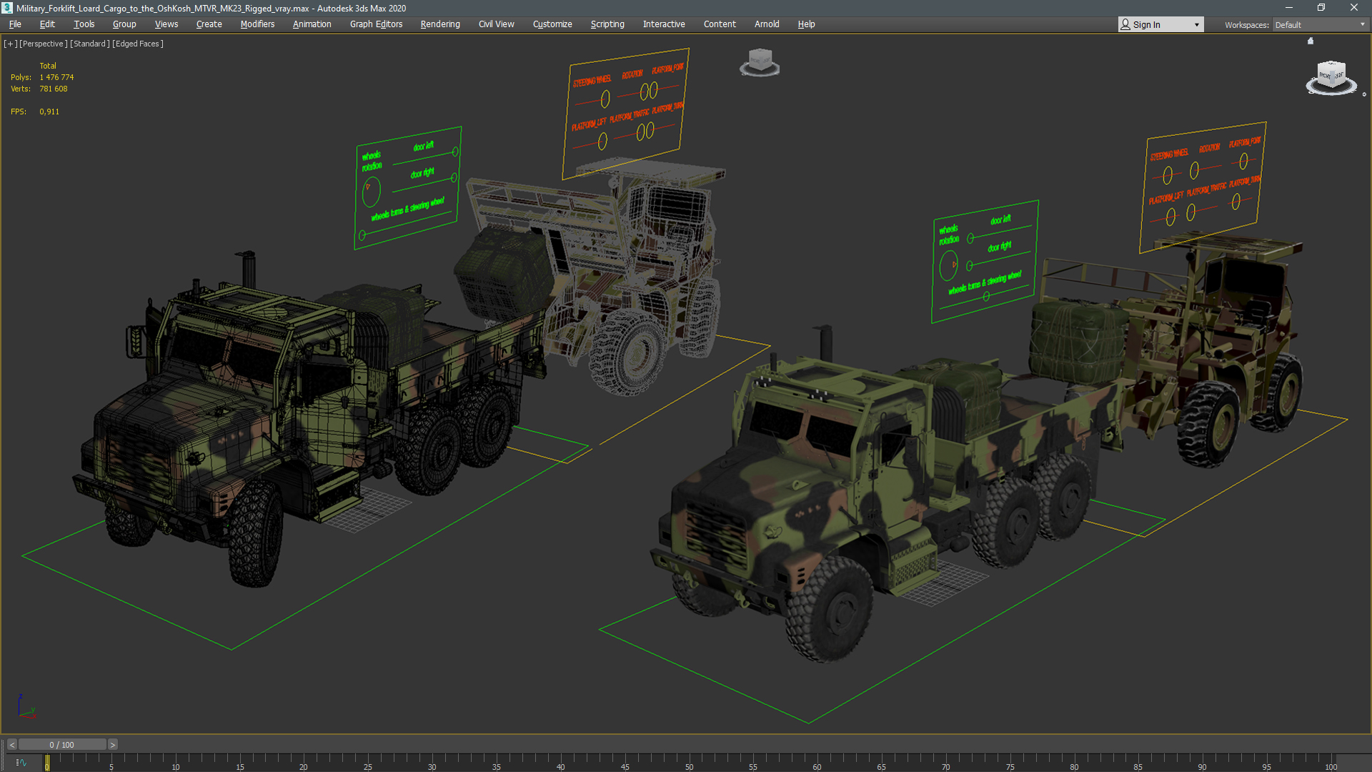 3D model Military Cargo Truck OshKosh MTVR MK23 Rigged